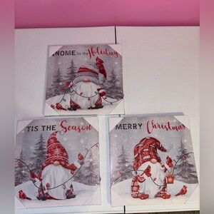 Christmas Gnomes Canvas 3 piece set